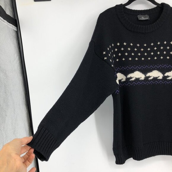 Cappello Black ugly / grandma christmas sweater w/snowflakes &  polar bears M - Picture 6 of 14